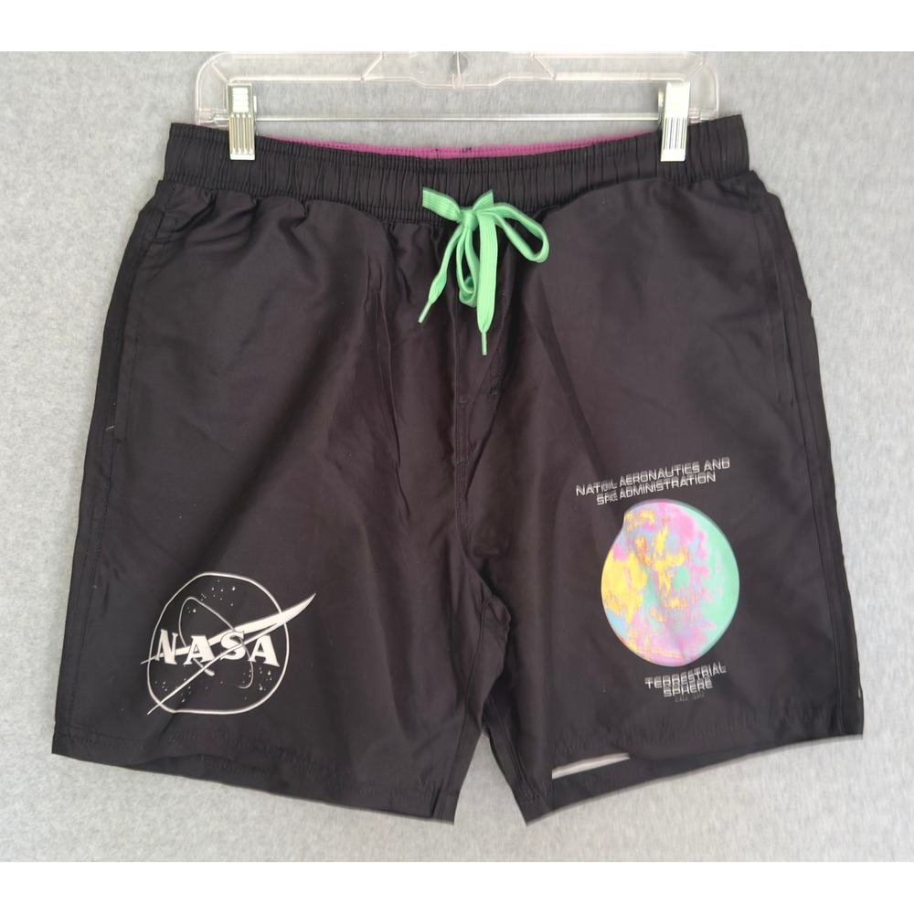 NEW! Hyper Space NASA Swim Trunks Boys Large Black Graphic UPF 50+ Mesh Lined